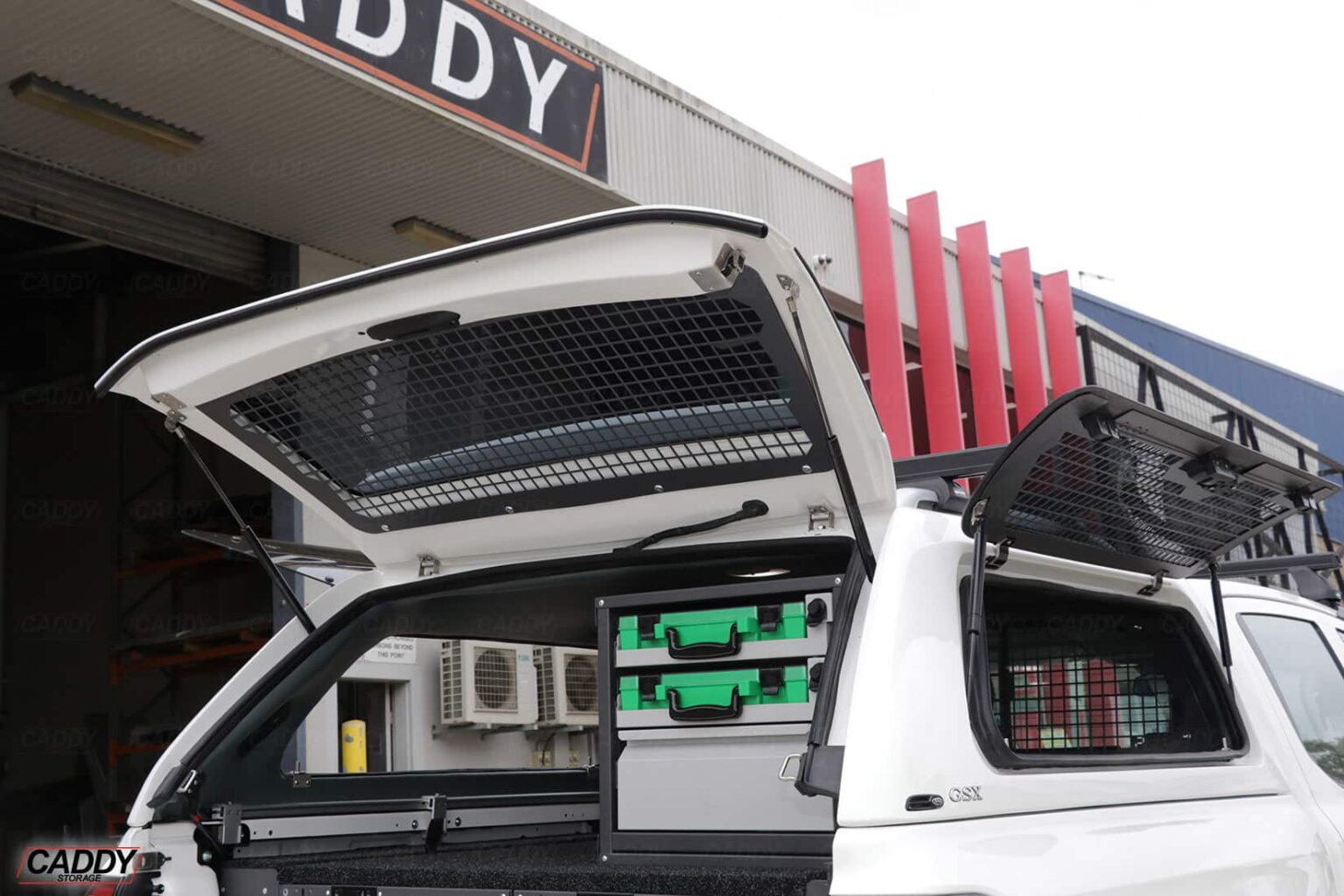 Dual Cab Rear Window Protector Ford Ranger Canopy Window Guards - Caddy Storage Systems