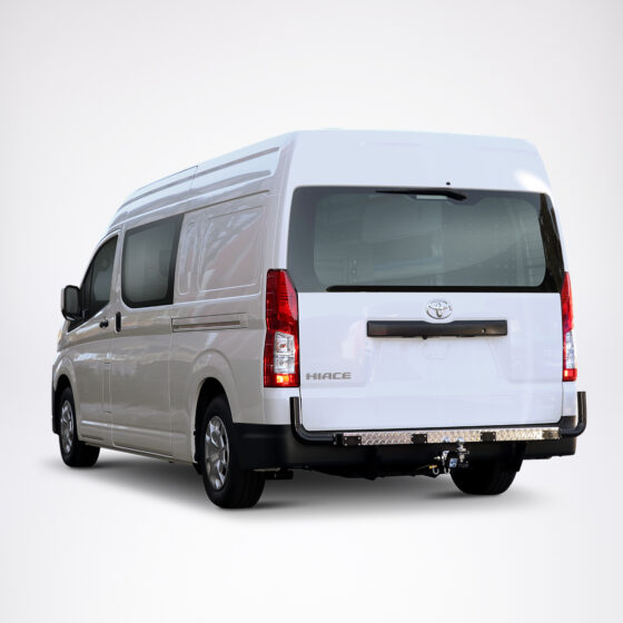 To Suit Toyota Hiace LWB & SLWB (05/2019+) - Slimline - Black Cowhorn Tail Light Protection - Rear Step/ Tow Bar - Image 2