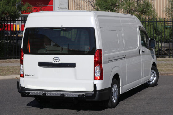 To Suit Toyota Hiace LWB & SLWB (05/2019+) - Slimline - Black Cowhorn Tail Light Protection - Rear Step/ Tow Bar - Image 3