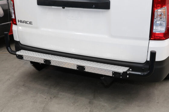 To Suit Toyota Hiace LWB & SLWB (05/2019+) - Slimline - Black Cowhorn Tail Light Protection - Rear Step/ Tow Bar - Image 7