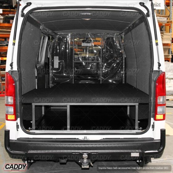 To Suit Toyota Hiace SLWB Cowhorn Protection Rear Step with Towbar - Image 4