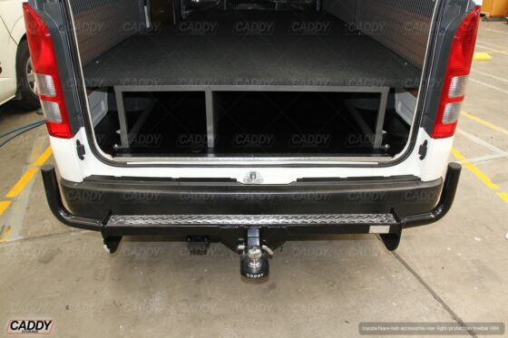 To Suit Toyota Hiace SLWB Cowhorn Protection Rear Step with Towbar - Image 3